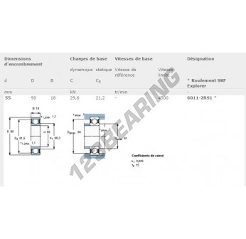 SKF 6011-2RS1 Deep Groove Ball Bearings 55x90x18 mm SKF 6011-2RS1 Deep Groove Ball Bearings 55x90x18 mm